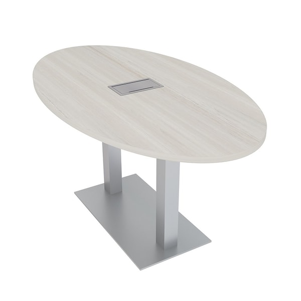 33.5 in W, 59.5 in L, 29 in H, Engineered Wood Top, Ivory